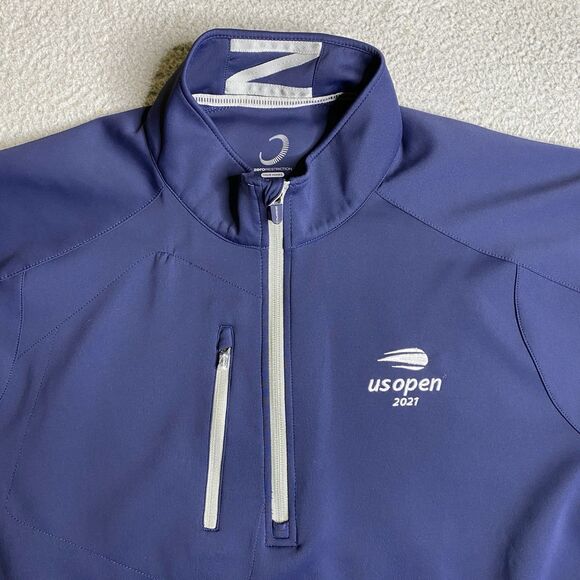 Zero Restriction 1/4 Zip Pullover Mens XXL 2XL US Open 2021 Tennis Blue Logo - Picture 2 of 14